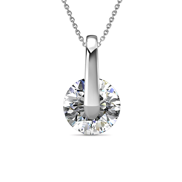 Minimalist Large Oval Round Solitaire Pendant Necklace with Brilliant Cut Swarovski Crystal / DP0738