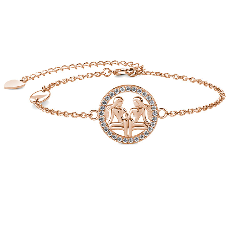 Versatile & Dazzling Gemini Zodiac Swarovski Crystal Bracelet Gold Plated Horoscope charm bracelet/ DB0212