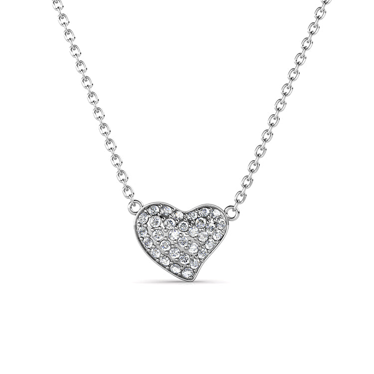 Sweet Gift Horizontal  Heart Pendant Necklace Sparkling Crystal Heart with Integrated Chain/ DP0735