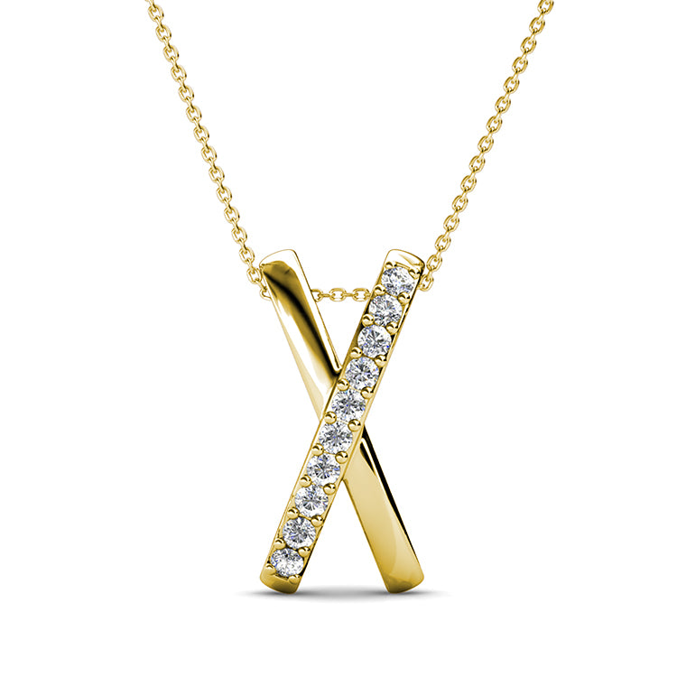 Modern Geometric Criss-Cross X Pendant Necklace Minimalist Jewelry For Women/ DP0740