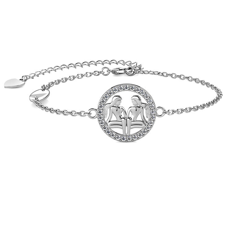 Versatile & Dazzling Gemini Zodiac Swarovski Crystal Bracelet Gold Plated Horoscope charm bracelet/ DB0212