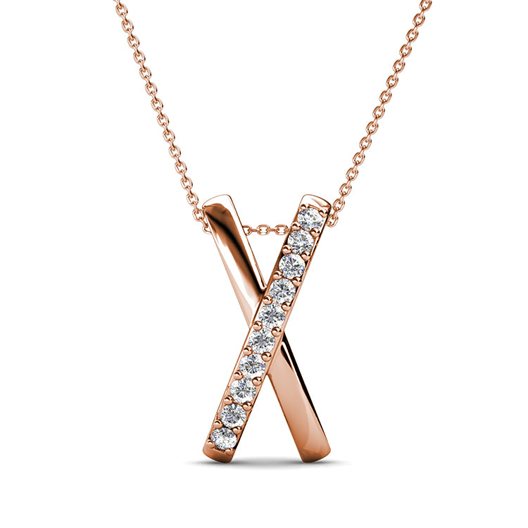 Modern Geometric Criss-Cross X Pendant Necklace Minimalist Jewelry For Women/ DP0740