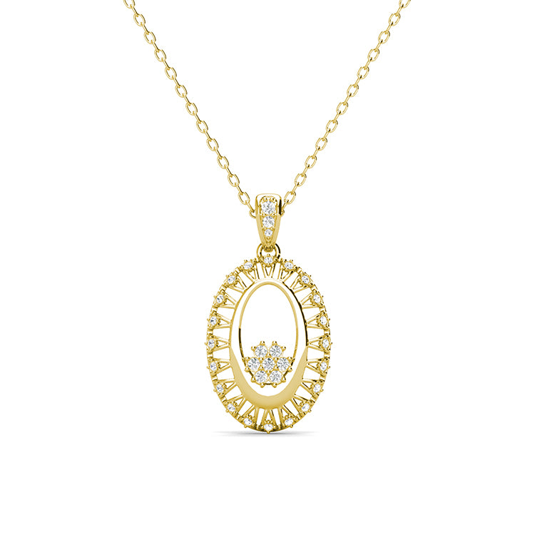 Vintage Radiant Oval Halo Pendant Necklace with Swarovski Crystals / DP0791