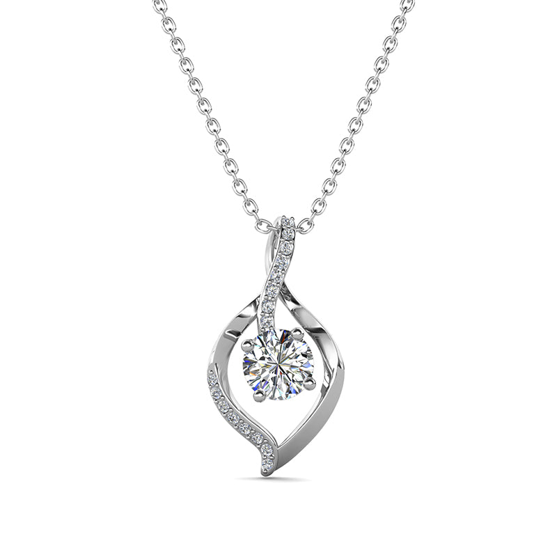 Elegant Twisted Teardrop Solitaire Pendant Necklace With Swarovski Crystals/ DP0801