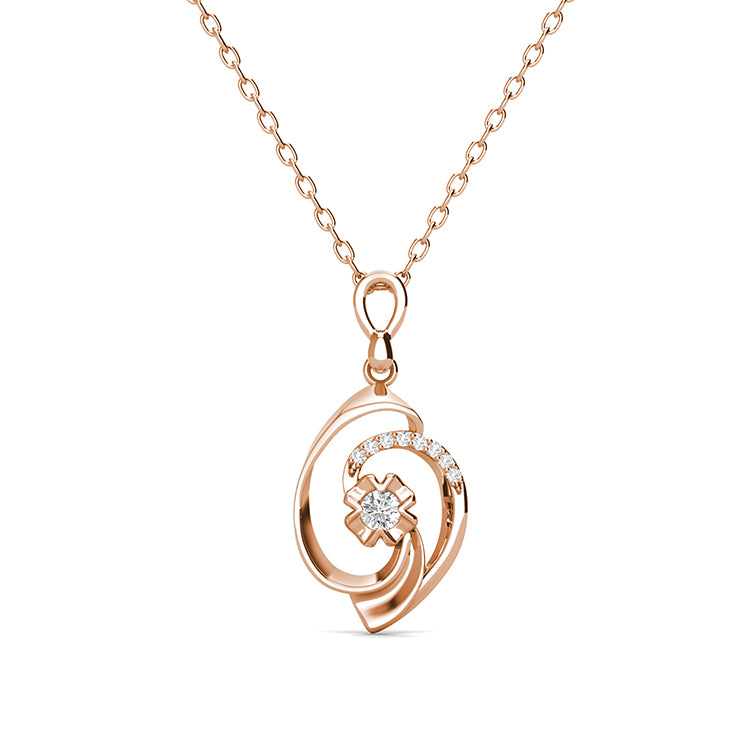 18K Gold Plated Stunning Swirl Pendant Necklace With Swarovski Crystals  / DP0793
