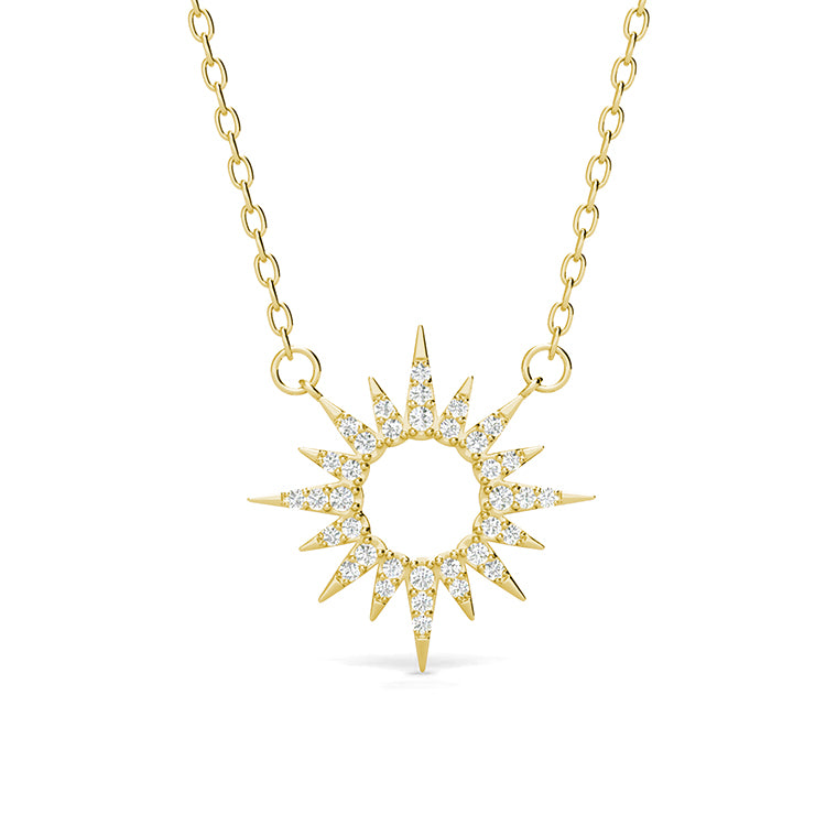 Trendy Hollow Starburst Pendant with Sparkling Swarovski Crystals / DP0798