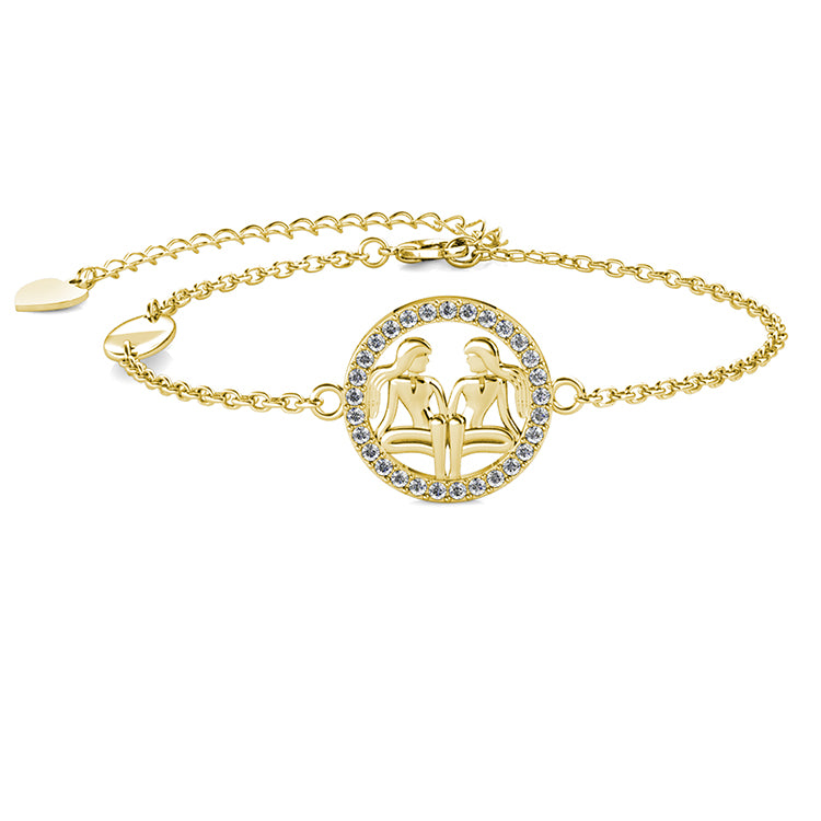 Versatile & Dazzling Gemini Zodiac Swarovski Crystal Bracelet Gold Plated Horoscope charm bracelet/ DB0212