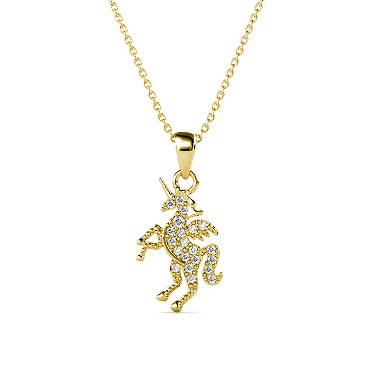 Delicate Outline unicorn Pendant With Swarovski Crystals , 18K Real Gold Plated Elegant Fairycore Jewelry/ DP0770