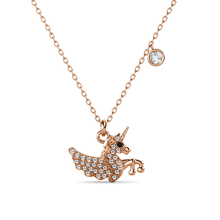 Sparkling Magical Unicorn Pendant  Necklace with Crystal Drop Fashionable Everyday Jewelry / DP0772