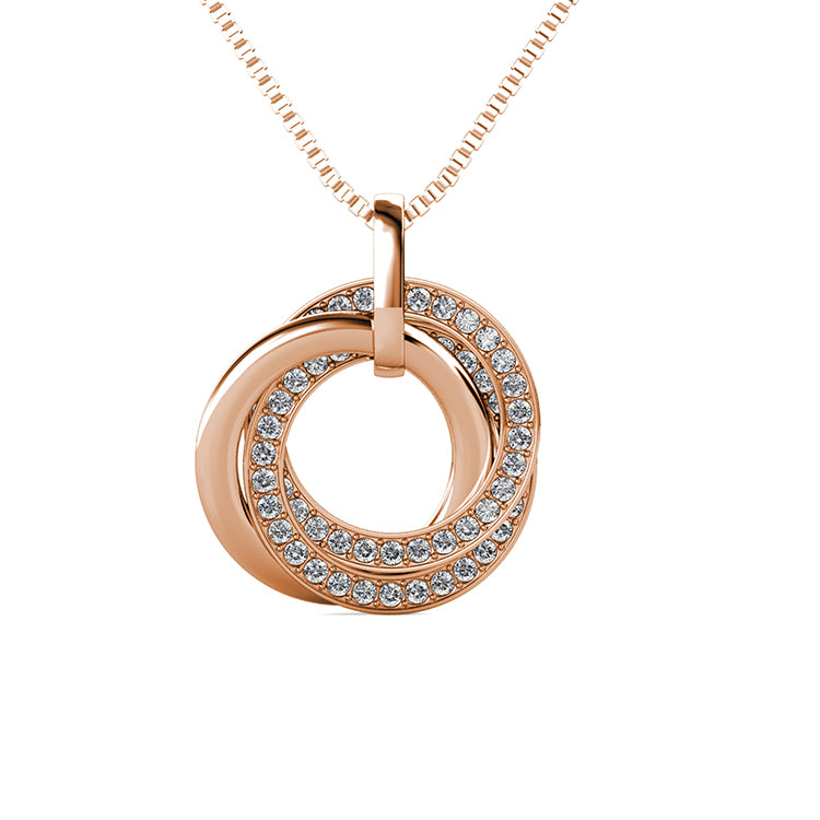 Minimalist Geometric Interlocking Circle Necklace 18K White Gold Plated Hypoallergenic Jewelry  / DP0773