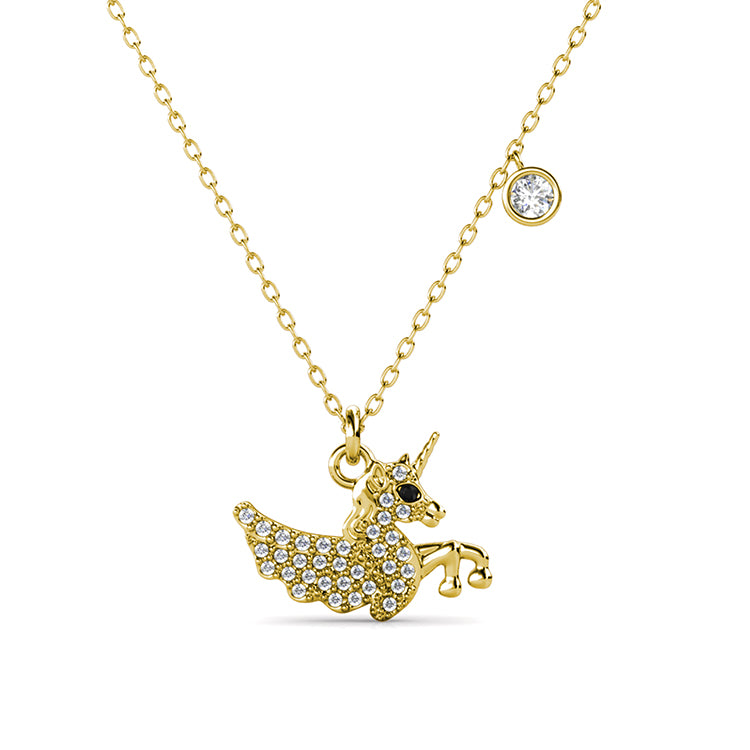 Sparkling Magical Unicorn Pendant  Necklace with Crystal Drop Fashionable Everyday Jewelry / DP0772