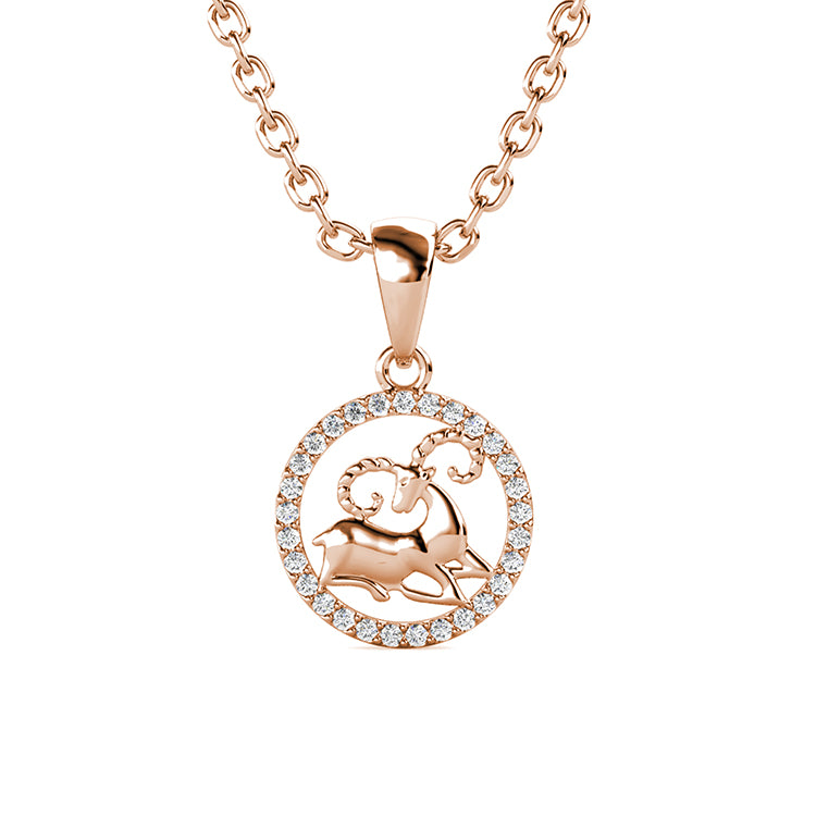 18K White Gold Plated Aries Necklace Sparkling Swarovski Crystal Pendant March & April Birthday Gift for Her/ DP0662