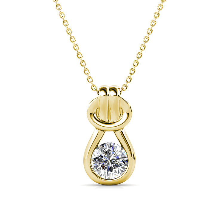 Elegant Knot & Teardrop Solitaire Pendant  Classic Timeless Layer Chain/ DP0739