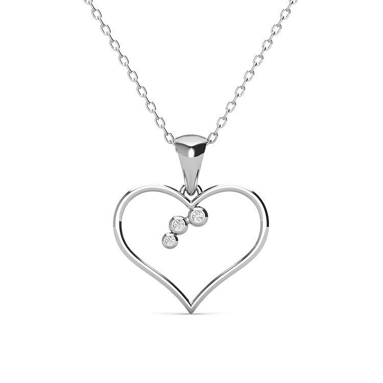 Sweet Floating Crystal Heart Pendant Necklace 18K Gold Plated Hollow Outline / DP0794