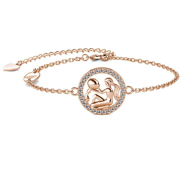 Independent Spirit Aquarius Zodiac Swarovski Crystal Bracelet Sparkling Halo Medallion Charm/ DB0214