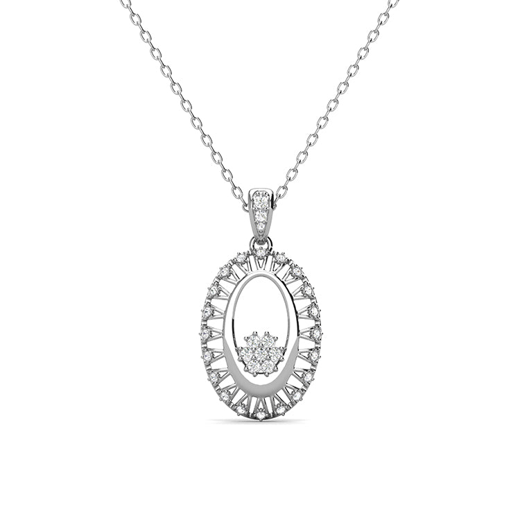 Vintage Radiant Oval Halo Pendant Necklace with Swarovski Crystals / DP0791