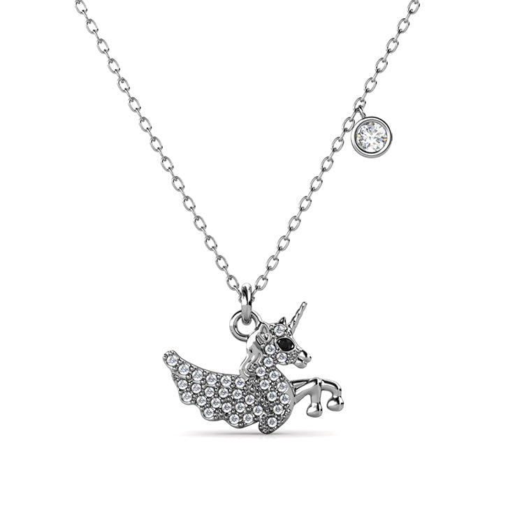 Sparkling Magical Unicorn Pendant  Necklace with Crystal Drop Fashionable Everyday Jewelry / DP0772