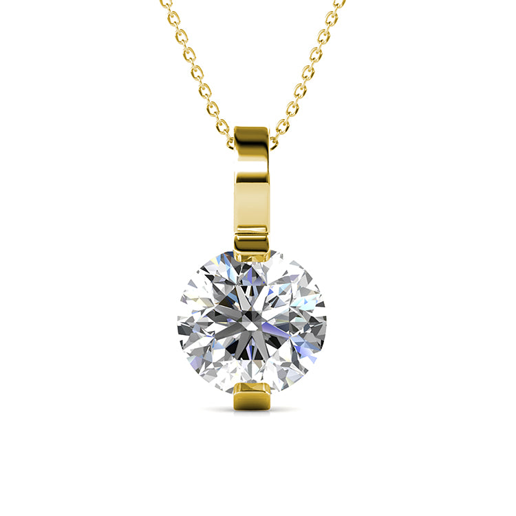 Nickel Free Gold Plated Delicate Four Prong Oval Single Stone Timeless Engagement Necklace/ DP0742