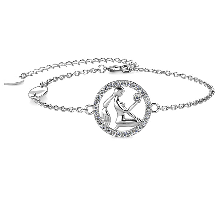 Elegant Virgo Zodiac Sawrovski Crystal Bracelet Gold Plated Astrology Jewelry/ DB0207