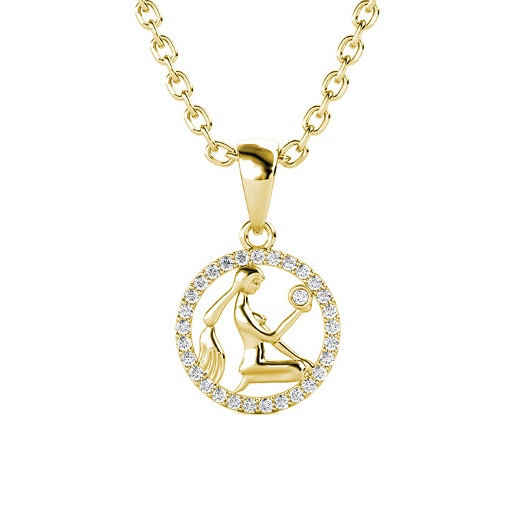 Dainty Aquarius Zodiac Charm 18K White Gold Plated Copper Sparkling Swarovski Crystal Necklace/ DP0665
