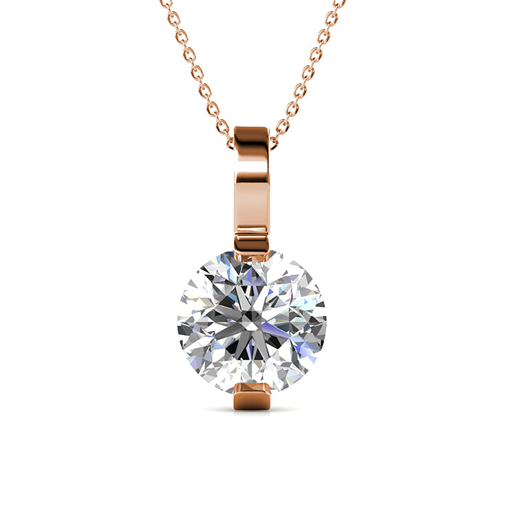 Nickel Free Gold Plated Delicate Four Prong Oval Single Stone Timeless Engagement Necklace/ DP0742