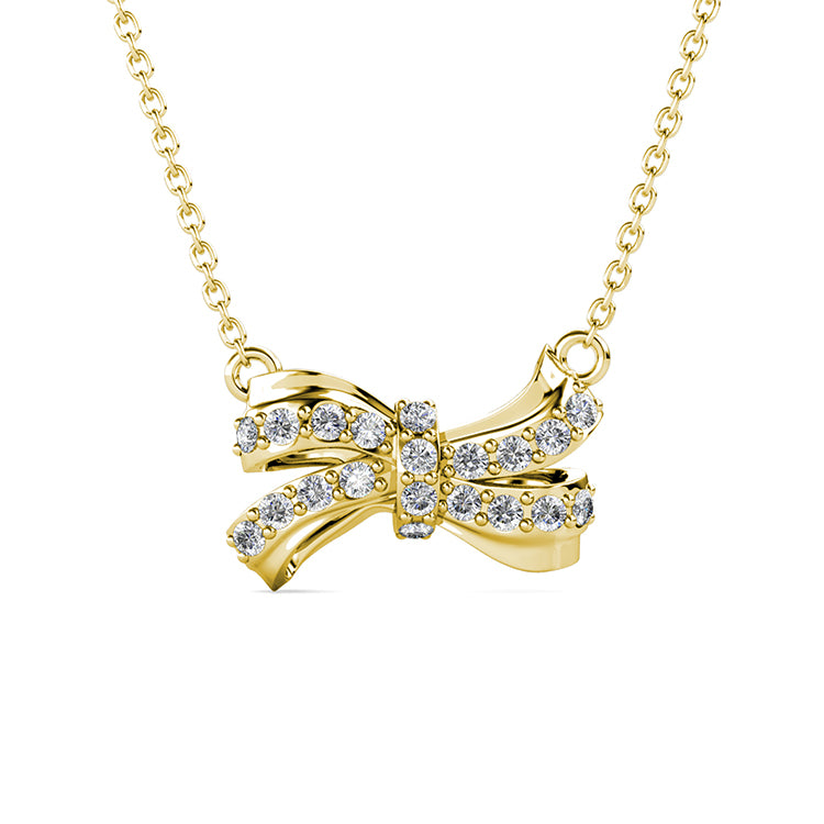 Horizontal Ribbon Pendant Gold Plated Coquette Jewelry / DP0764