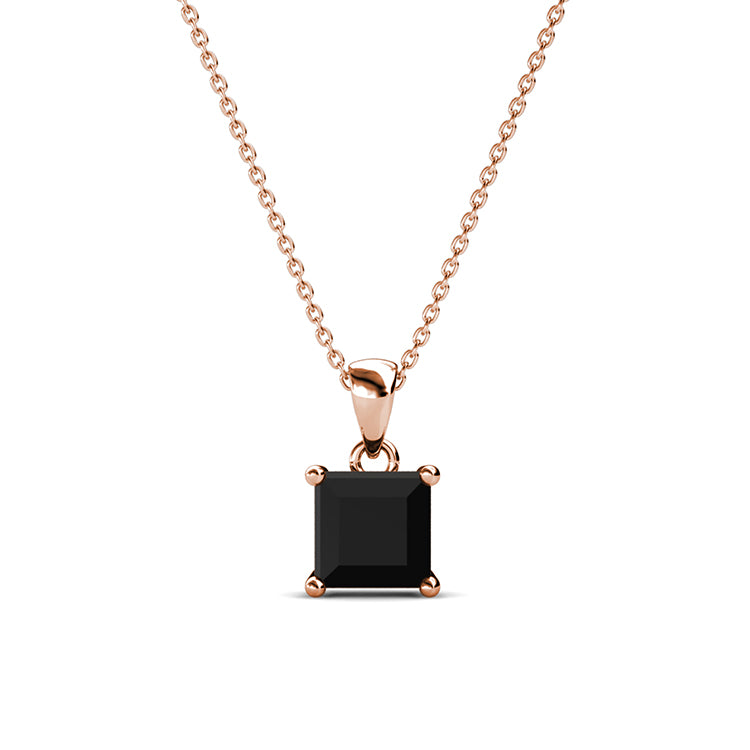 Mysterious Black Square Crystal Necklace Edgy Minimalist Statement Pendant/ DP0741