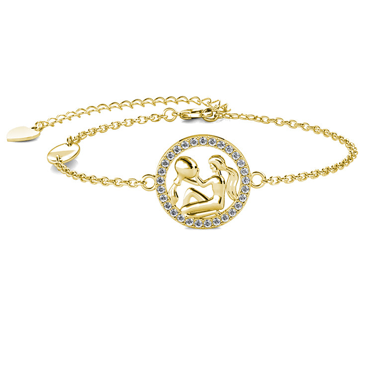 Independent Spirit Aquarius Zodiac Swarovski Crystal Bracelet Sparkling Halo Medallion Charm/ DB0214