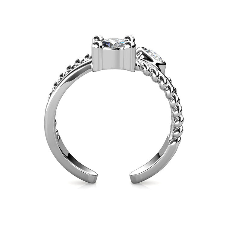 Milgrain Twisted Two Stone Ring Nickel Free Copper Polished Asymmetrical Split Cuff Everyday Band/ DR0108
