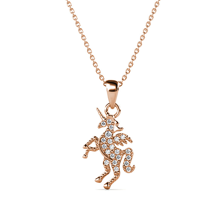 Delicate Outline unicorn Pendant With Swarovski Crystals , 18K Real Gold Plated Elegant Fairycore Jewelry/ DP0770