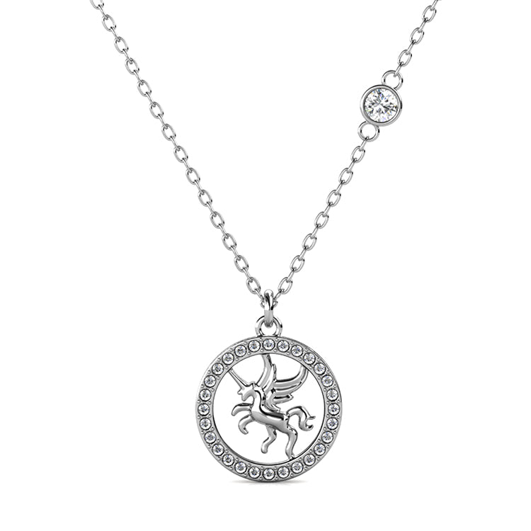 Vintage Style Unicorn Medallion Necklace with Crystal Halo Meaningful Gift for Her/ DP0771