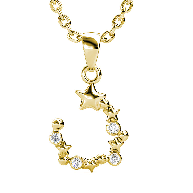 Sparkling 18K White Gold Plated Crescent & Star Necklace Swarovski Crystal Pendant Gift for Her/ DP0660