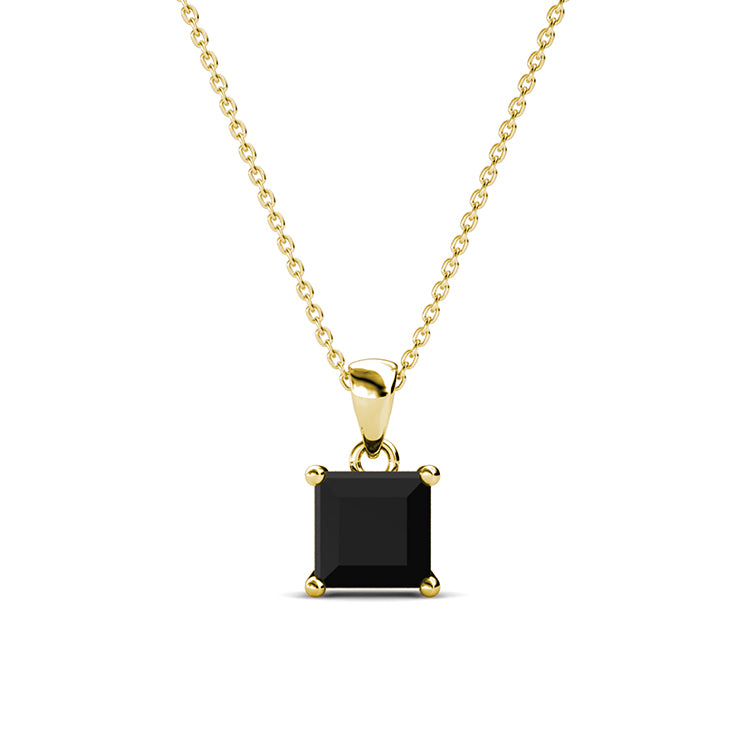 Mysterious Black Square Crystal Necklace Edgy Minimalist Statement Pendant/ DP0741