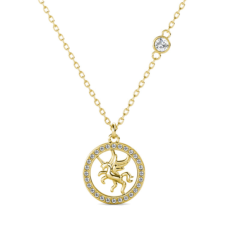 Vintage Style Unicorn Medallion Necklace with Crystal Halo Meaningful Gift for Her/ DP0771