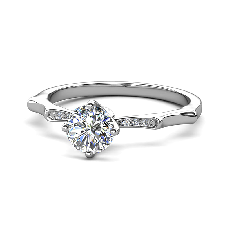 Women’s Minimal Promise Ring 18K Silver Hypoallergenic Dual Side Tiny Crystal Slim Stack Ring/ DR0126
