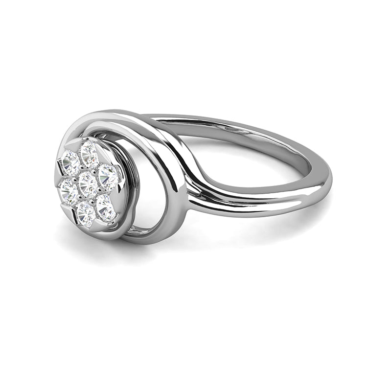Hypoallergenic Copper Floral Cluster Oval Frame Diamond Comfrot Fit Ladies Promise Ring/ DR0122
