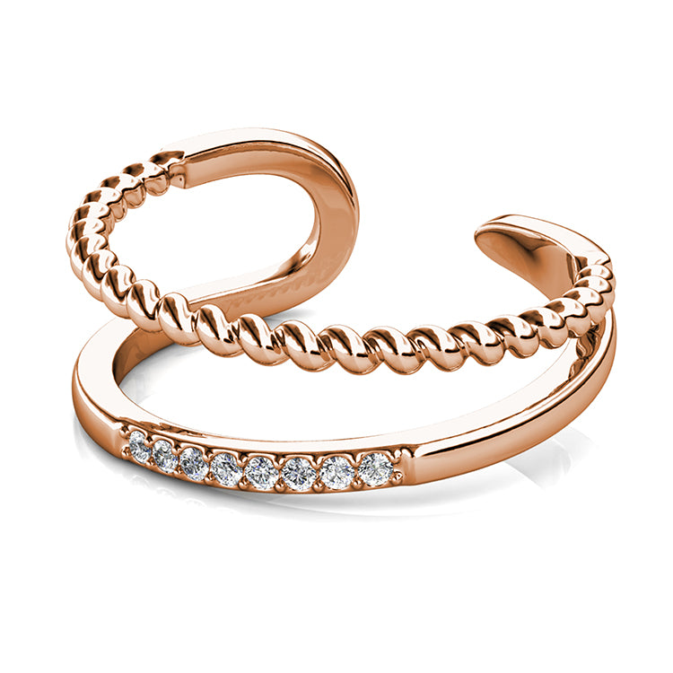 French Chic Double-Band Open Ring Delicate Twisted Ring For Daily Wear / DR0102
