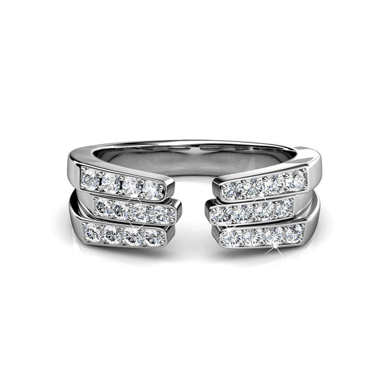 Open Band Ring Nickel Free 18K Gold Plated Swarovski Crystal Statement Ring / DR0180