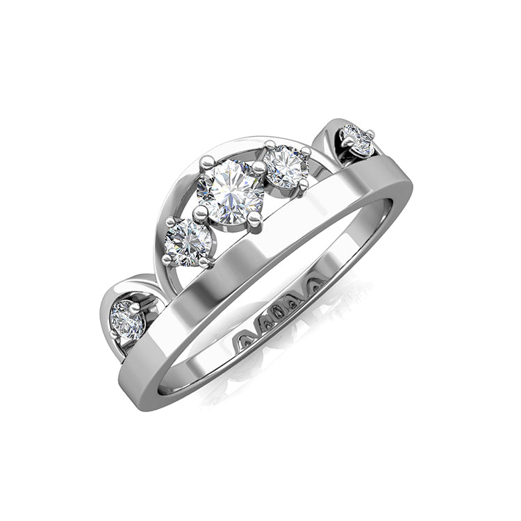 Twisted Crossover Multi Stone Ring Nickel Free Copper Polished Curved Shank Unique Engagement Band/ DR0164