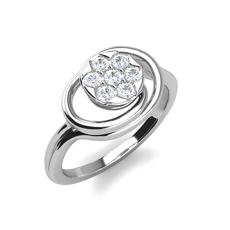 Hypoallergenic Copper Floral Cluster Oval Frame Diamond Comfrot Fit Ladies Promise Ring/ DR0122