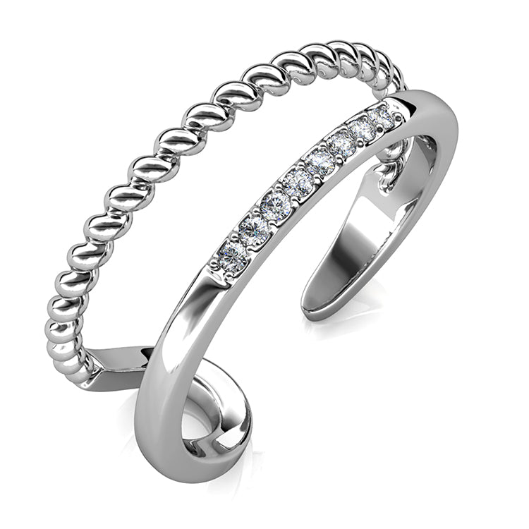French Chic Double-Band Open Ring Delicate Twisted Ring For Daily Wear / DR0102