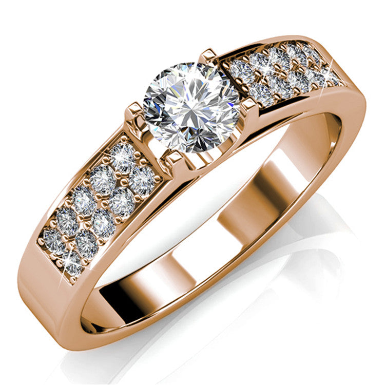 Comfort Fit Promise Ring Nickel Free Heavy Full Pave Shank With Swarovski Crystal / DR0181