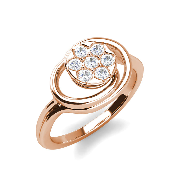 Hypoallergenic Copper Floral Cluster Oval Frame Diamond Comfrot Fit Ladies Promise Ring/ DR0122