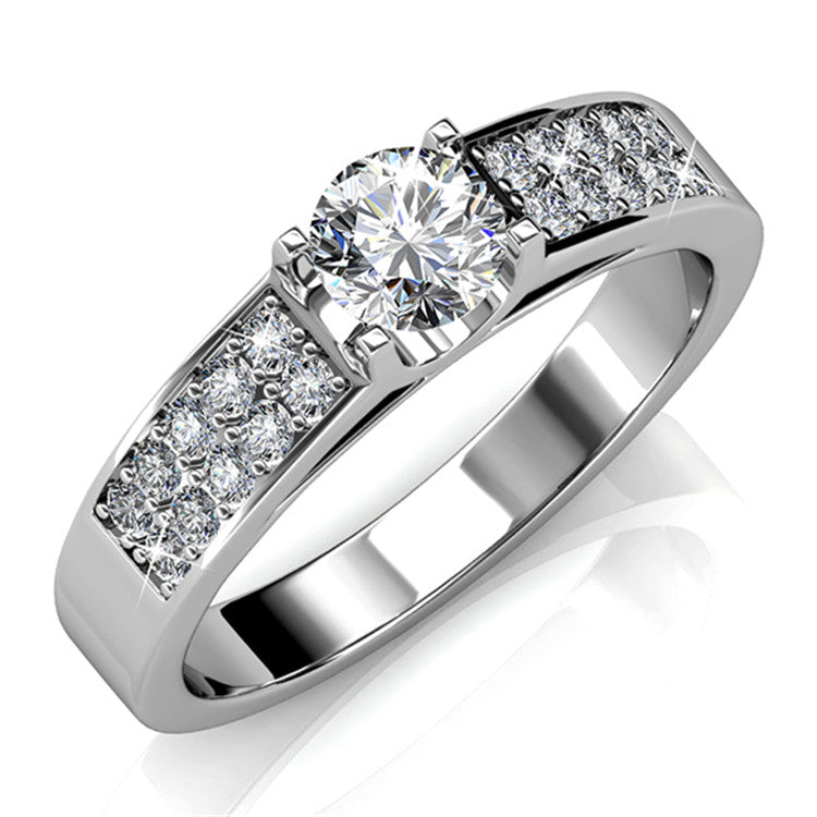 Comfort Fit Promise Ring Nickel Free Heavy Full Pave Shank With Swarovski Crystal / DR0181