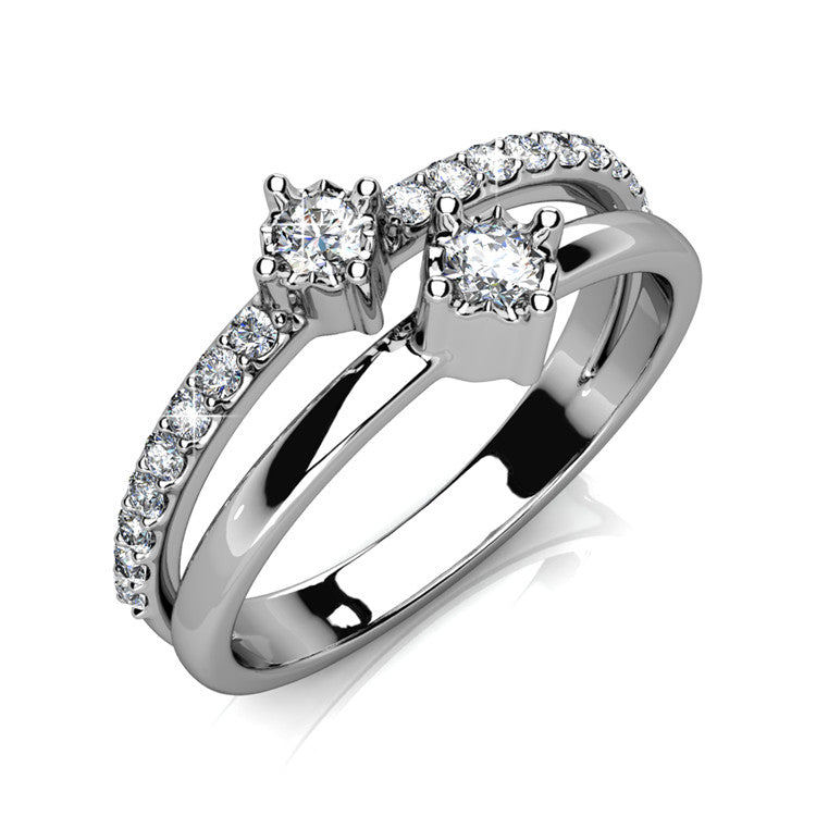Together We Shine Two-Stone Ring Gold Plated Modern Jewelry/ DR0098