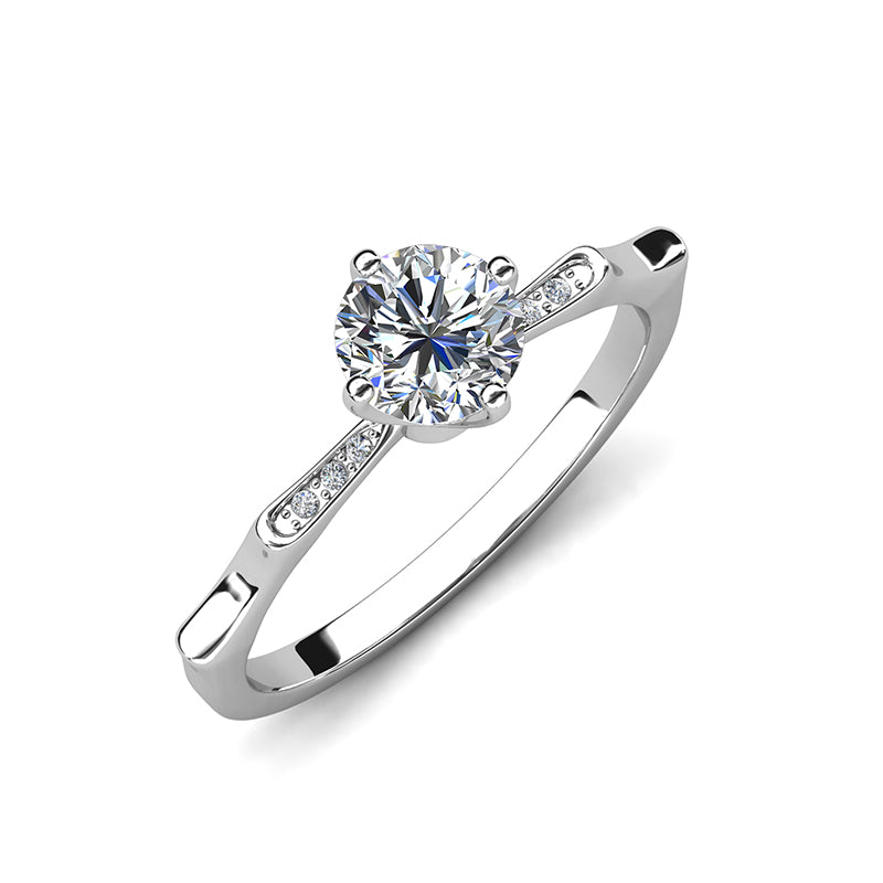 Women’s Minimal Promise Ring 18K Silver Hypoallergenic Dual Side Tiny Crystal Slim Stack Ring/ DR0126