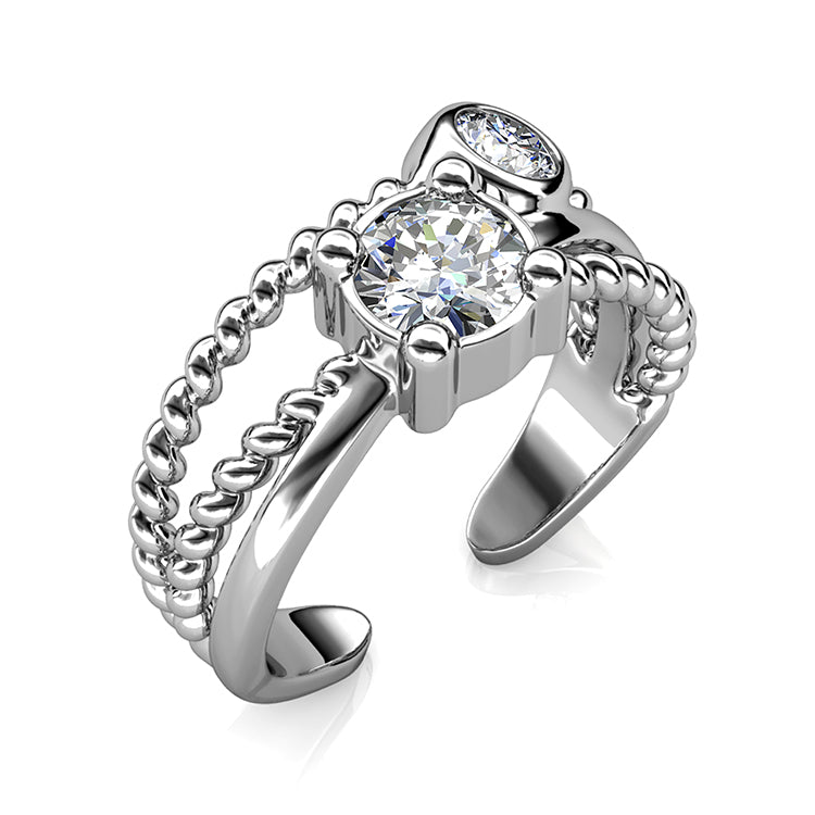 Milgrain Twisted Two Stone Ring Nickel Free Copper Polished Asymmetrical Split Cuff Everyday Band/ DR0108