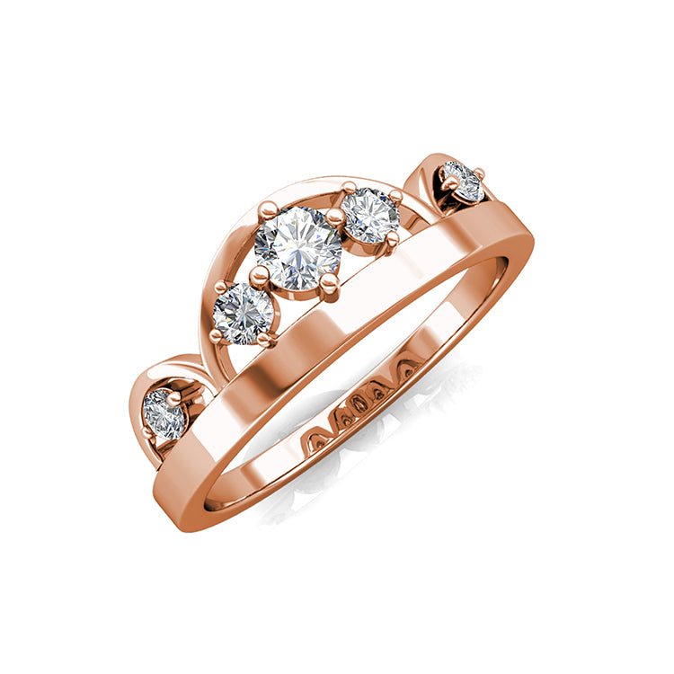 Twisted Crossover Multi Stone Ring Nickel Free Copper Polished Curved Shank Unique Engagement Band/ DR0164