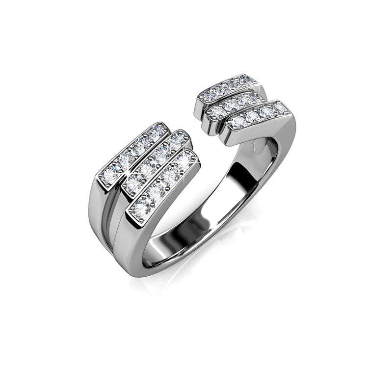 Open Band Ring Nickel Free 18K Gold Plated Swarovski Crystal Statement Ring / DR0180