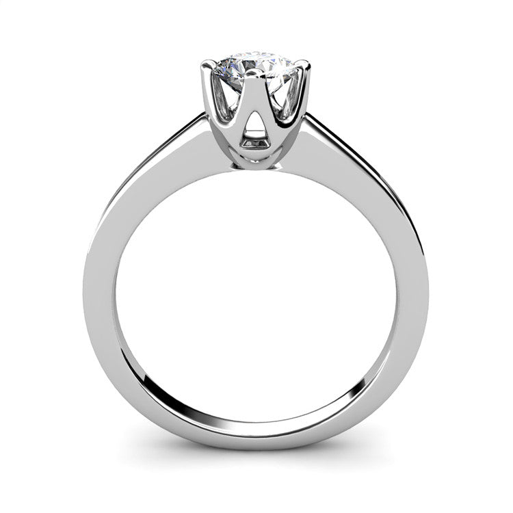 Timeless 4-Prong Solitaire Swarovski Crystal Ring Classic Engagement & Promise Ring/ DR0165